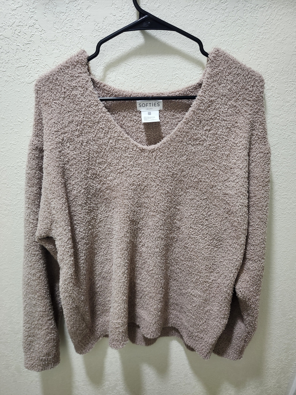Softies Women’s Cozy V-Neck Sweater And Bottoms  - Taupe